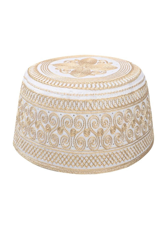 Holiberty Muslim Prayer Kufi Hat for Men Boys Islamic Beanie Skull Cap Prayer Headwear Embroidery Kofia Topi Sun Hat Ramadan Eid Gift Yellow - Image 2